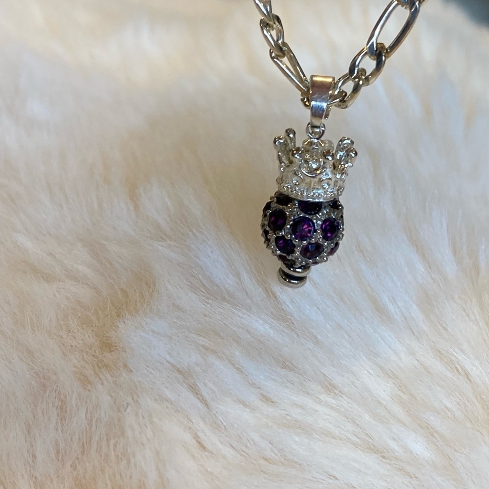 NWT STERLING Silver and Purple AMETHYST SWAROWSKY Pendant Necklace - Picture 5 of 9